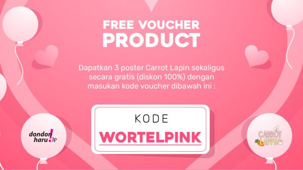 Dapatkan 3 poster Carrot Lappin secara gratis (diskon produk 100%). Kamu akan mendapatkan 3 poster sekaligus dengan memakai kode kuponnya.